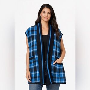 New York & Company Blue Checkered Women's Vest